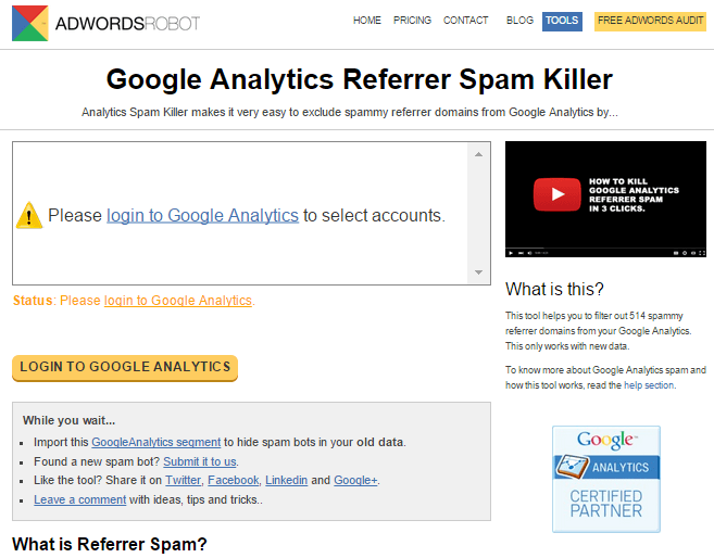 google analytics referrer spam killer