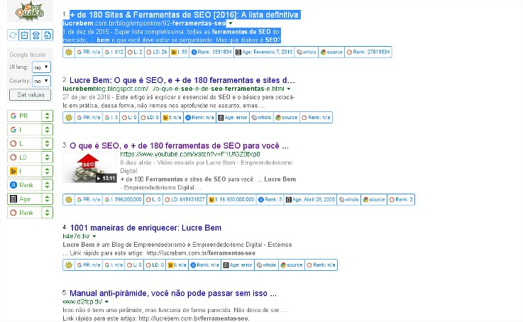 seo quake toolbar for chrome