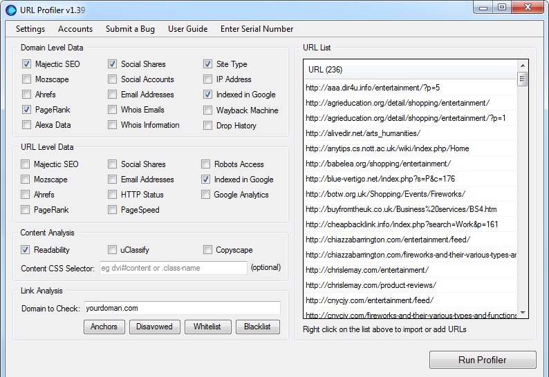 urlprofiler in action