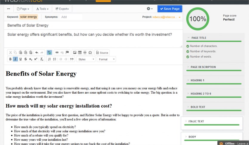 content marketer screenshot