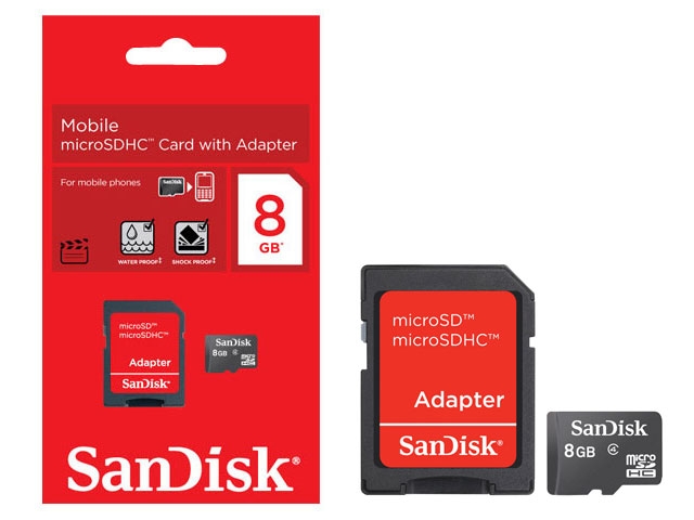 cartao de memoria micro sd 8gb sandisk com adaptador